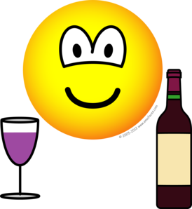 Wijn drinkende emoticon